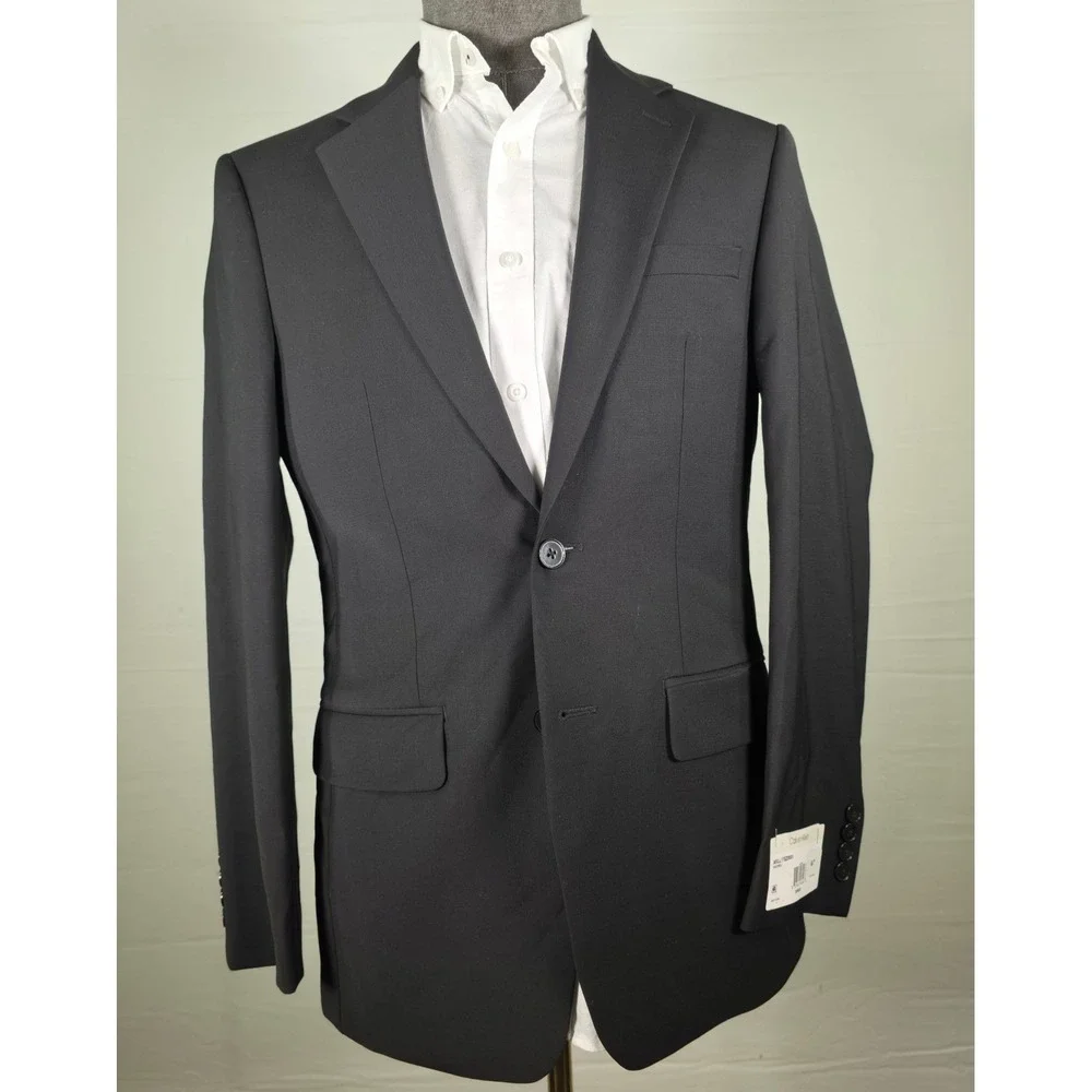 Calvin Klein Sport Coat Maxwell Men 38R Black Wool Blend Quiet Luxury Office NWT